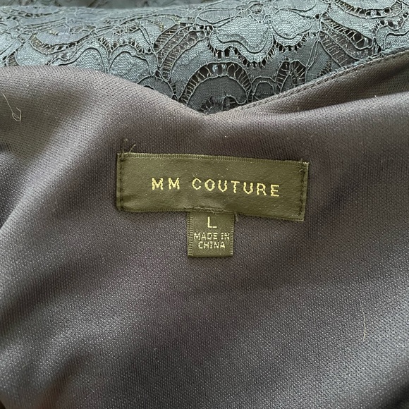 Navy Blue Dress with Lace Overlay - Picture 3 of 5